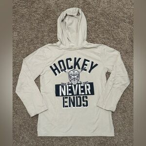 Hockey never ends hooded shirt
